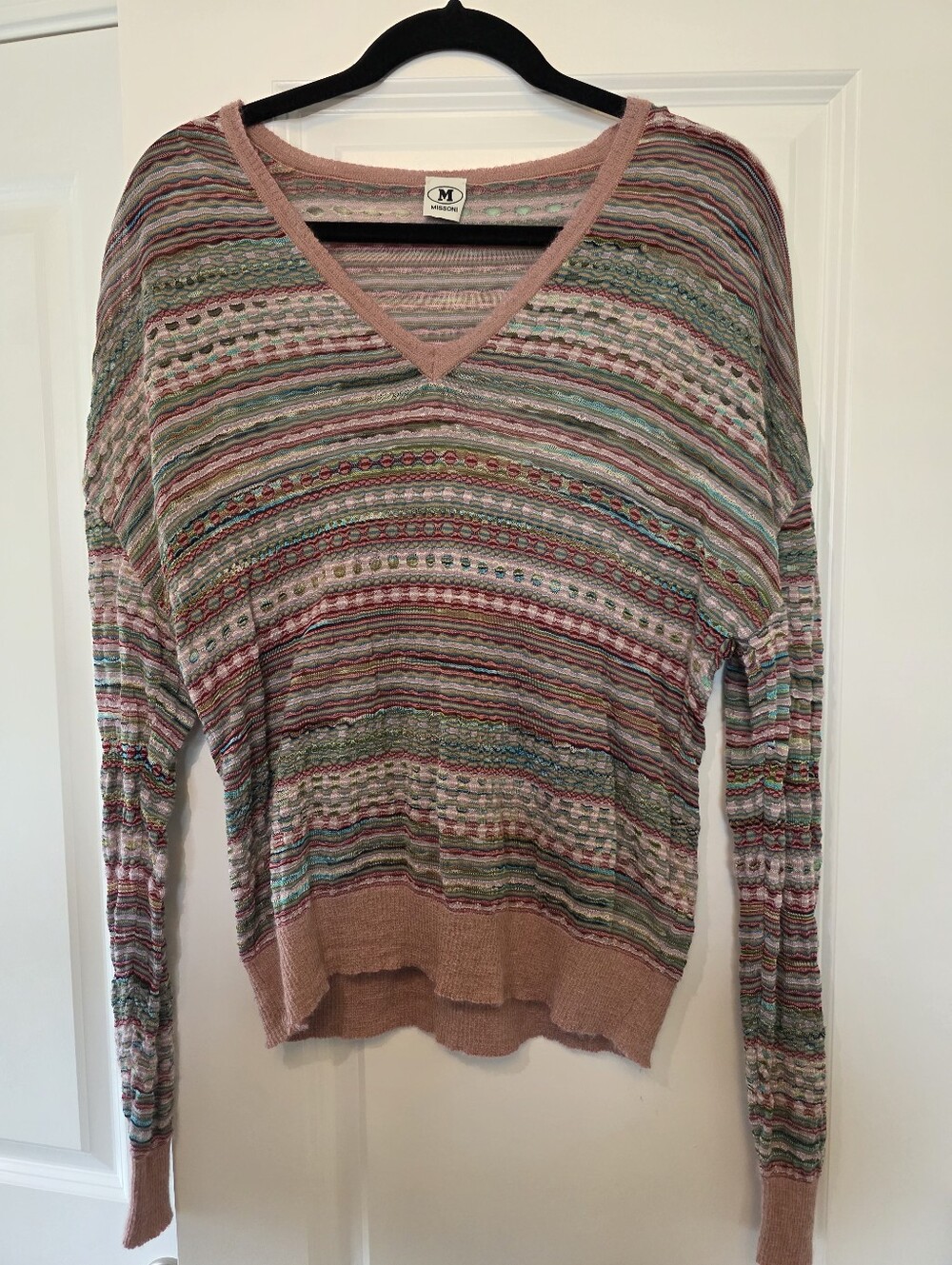 Missoni Viscose Multicolor Striped V-Neck Sweater -  XL European, L US